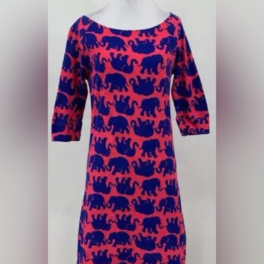 Lilly Pulitzer risk Pink and Blue Elephant Print Dress